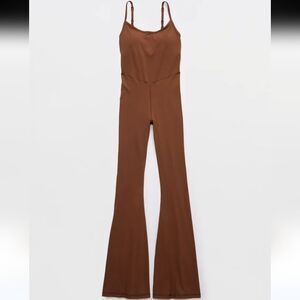 OFFLINE By Aerie Real Me Xtra Flare Jumpsuit Flared Brown Size XL